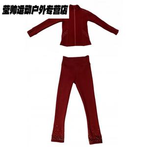 HEAD Новый костюм для фигурного катания для женщин и детей, высокоэластичный водонепроницаемый дышащий всесезонный флисовый тренировочный комплект куртка с ботинками и брюками, темно-красный флисовый утолщенный комплект, 3XL