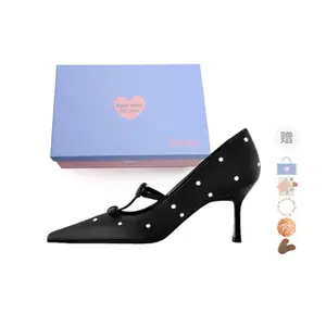 Xingdiman Женские туфли на высоком каблуке черные - черные 7 см [Подарочный набор] {Подарок в комплекте}, цвет Black 7 Cm[Gift Box Set]{Gift Included}