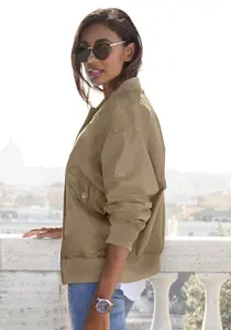 Блузон French Connection, без капюшона, с воротником-стойкой, хаки