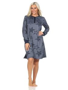 Ночная рубашка NORMANN Frottee langarm Bündchen Sterne, синий