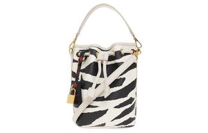 Сумка женская черная MCM из холста с кожаной отделкой