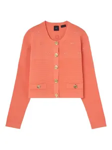 Жакет в рубчик с вышивкой PINKO, розовый