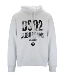 Хлопковая толстовка с капюшоном и завязками Dsquared2, белый