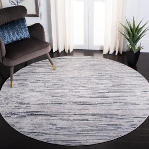 Ковер SAFAVIEH, 201 x 201 см, Orchard Collection, круглый, Grey & Blue, современный абстрактный дизайн, без линьки и простой в уходе, идеален для помещений с высокой проходимостью в гостиной, спальне (ORC668F)