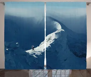 Белая деревенская штора ABAKUHAUS, Солнечный день в горах, присборенная тесьма для спальни с петлями и крючками, 280 x 225 см, цвет сланцево-голубой белый Abakuhaus