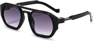 Квадратные солнцезащитные очки для женщин и мужчин, ретро-очки, женские роскошные солнцезащитные очки, винтажная мода, панк-очки, защита от ультрафиолета UV400 9026 Melrose, Grey