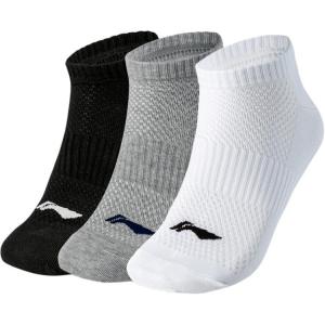 Набор из 3 пар коротких носков LiNing (унисекс), 3 pack (черный+белый+серый)