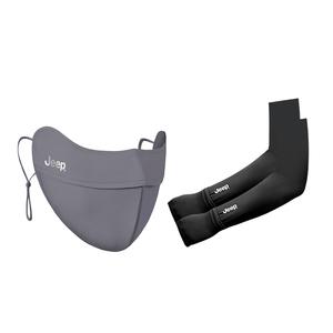 Ветро- и пылезащитная термомаска для велоспорта, бега, альпинизма, ходьбы и поездок на работу, унисекс Jeep, sun protection three-piece set[face mask * 1 pc+cooling arm sleeves * 2 pack черный]