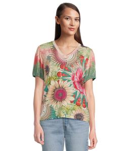 Футболка Johnny Was The Janie Favorite V-Neck Puff Sleeve Tee- Emily, Emily