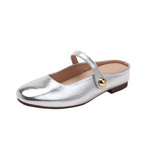 Женские сандалии с закрытым носком и резиновой подошвой, устойчивые к истиранию TATAYA, Silver