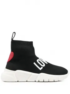 Высокие кроссовки с нашивкой Love Moschino, черный