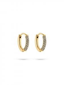 s.Oliver Серьги-кольца из нержавеющей стали с блестящими фианитами в золотой оправе