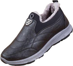 Мужские кожаные водонепроницаемые ортопедические лоферы, зимние утепленные ботинки на меху, ботинки до щиколотки, противоскользящие термальные снегоступы Zplmide, черный