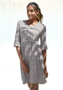 Ночная рубашка Vivance Dreams с полосками и воланами, розовый