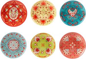 Certified International Francesca 15 см тарелки для канапе/ланча, ассорти дизайнов, большие, набор из 6 штук
