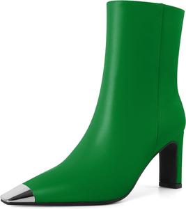 Женские ботильоны AUMOTED на толстом каблуке с высокой платформой, серебристой носовой частью, квадратным носком, боковой молнией, модные короткие ботинки, каблук 3,5 дюйма