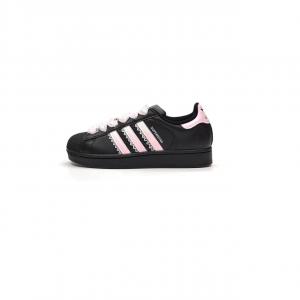 Adidas Originals Superstar 2 Leather Cushioning, Wear Resistant низкие детские кроссовки для скейтбординга Black Pink Unisex