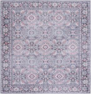 Ковер SAFAVIEH, 201 x 201 см, Serapi Collection - квадратный, Grey & Pink, дизайн в стиле бохо-шик, не линяет, можно стирать в машине, устойчив к скольжению, идеален для помещений с высокой проходимостью в гостиной, спальне (SEP584F)