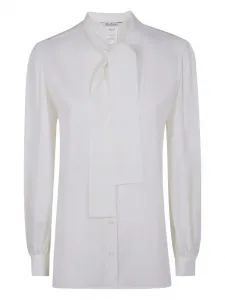 Рубашка с завязкой на шее и рукавами-буфами MAX MARA, белый