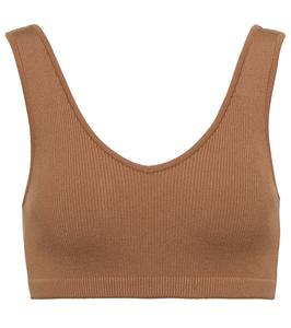 Укороченный топ из ребристой вязки Zeynep Arçay, кэмел