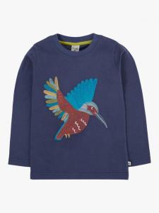 Детская хлопковая футболка с длинными рукавами Adventure с вышивкой Frugi, Navy/Kingfisher