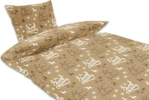 Постельное белье Sun Garden - Merry Christmas, песочного цвета, комплект из 2 предметов, 100% хлопок-сатин, размер: 135 х 200 см Sun garden