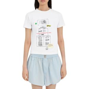 Футболка с принтом и круглым вырезом MM6 Maison Margiela, белый