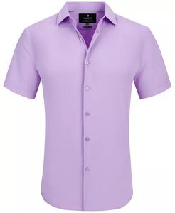 Мужская классическая рубашка на пуговицах приталенного кроя с короткими рукавами Tom Baine, фиолетовый
