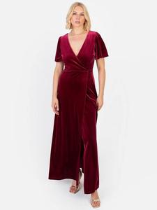 бархатное платье-макси с запахом Maya Deluxe, Cranberry