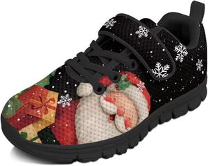 Детские спортивные кроссовки для девочек на рождественскую тематику с застежкой-липучкой, милым принтом, из дышащей сетки, для малышей и детей постарше, размер US 10.5-2.5 Watdotory, Snowman Gift Snowflake