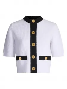 Фактурный топ без воротника Patou, белый