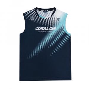 Футболка для бадминтона женская синяя CORALIAN