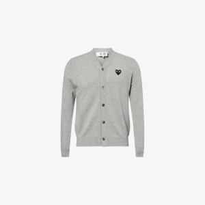 Кардиган Comme Des Garcons Play с V-образным вырезом и вышитым логотипом, серый