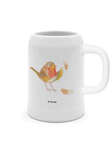 Пивная кружка с перьями малиновки без слов в белом цвете Mr. & Mrs. Panda