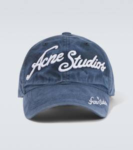 Бейсболка из хлопкового твила с логотипом Acne Studios, Deep Blue