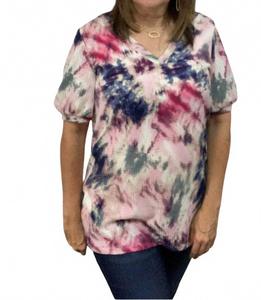 Топ с V-образным вырезом, розовый, многоцветный BiBi