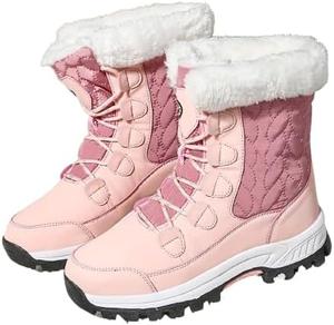 Женские многофункциональные водонепроницаемые противоскользящие износостойкие утолщенные зимние сапоги, удобные для улицы теплые зимние сапоги с меховой подкладкой до середины икры TimeGofate, Pink