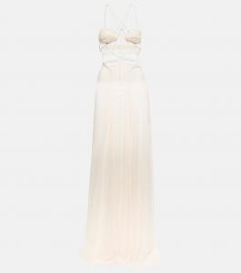 Свадебное платье из шелкового шифона с вырезом Nensi Dojaka, белый