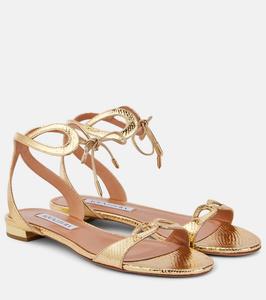 Песочники Tessa из металлизированной кожи Aquazzura, Soft Gold