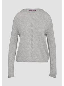 Вязаный свитер цвета 9400_серый меланж QS