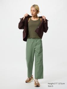Хлопковые брюки свободного кроя до щиколотки Uniqlo, 54 green