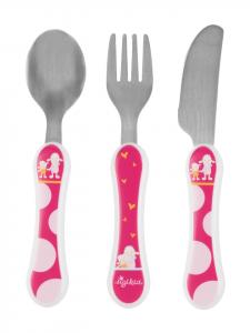Набор столовых приборов из 3 предметов: ложка, вилка, нож, Schnuggi с рисунком овцы в розовом цвете Sigikid