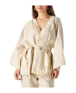 Бежевая льняная блузка Greek Archaic Kori, бежевый