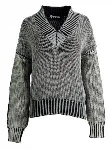 Свитер в рубчик с V-образным вырезом Vaquera, черный