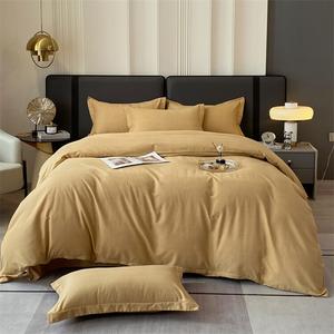 MUJI Комплект постельного белья 1.5м, 4 предмета (пододеяльник 200x230 см, простыня 245 см), верблюжий