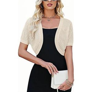 Женский короткий рукав болеро кардиган легкий трикотажный свитер Maxxis Merch, Beige