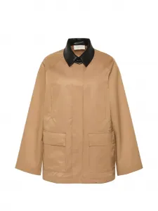 Куртка на молнии с контрастным воротником Calvin Klein, бежевый