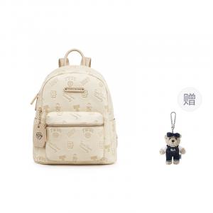 Teenie Weenie Женский рюкзак ПУ кремово-абрикосовый желтый, [Gift Bear Charm Combo Set]Cream Yellow