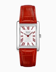 Женские прямоугольные часы белого и красного цвета Accurist
