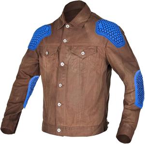 Мужская защитная мотоциклетная куртка, утепленная байкерская защита, вощеная мотоциклетная куртка в американском винтажном стиле (цвет: коричневый, размер: 4XL) HULUV, Brown